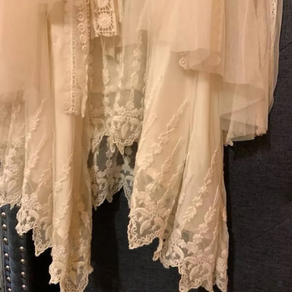 Free People Studded Lace Party Maxi Dress Cream White Bohemian Peasant sz 10 NEW - Picture 4 of 7